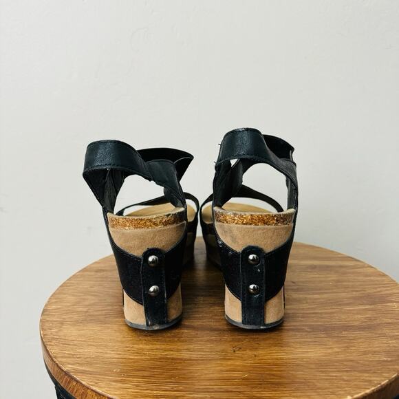 Pierre Dumas Hester Black Leather Strappy Sandals Women’s Size 6.5 - Picture 5 of 10